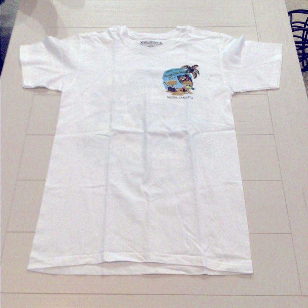 Margaritaville White Short Sleeve Tee with Small Color Tropic Graphic